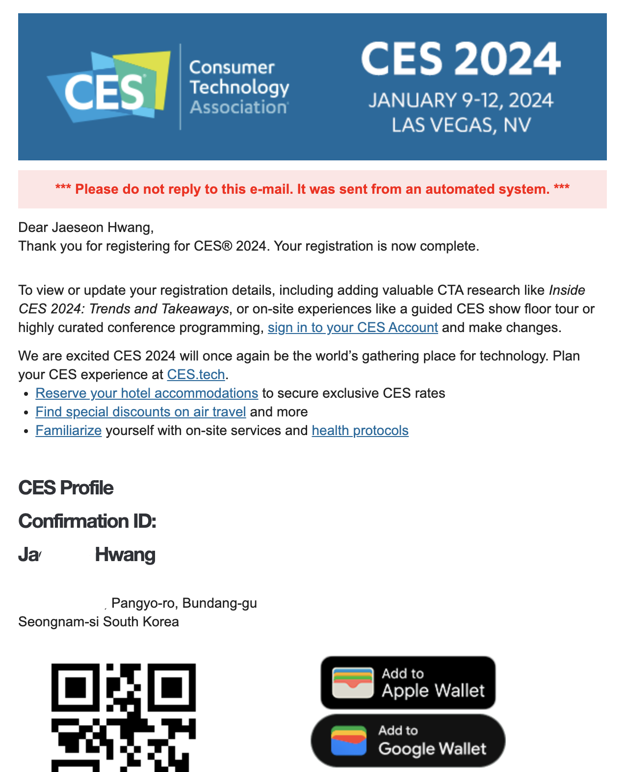 CES Confirm Letter