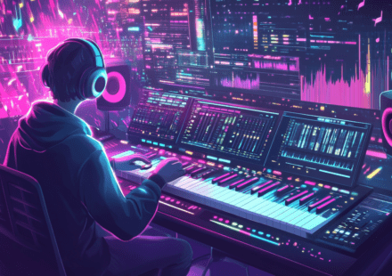 neovis A futuristic illustration of a music studio featuring A d71729d9 d098 4460 b495 7e60737006a2