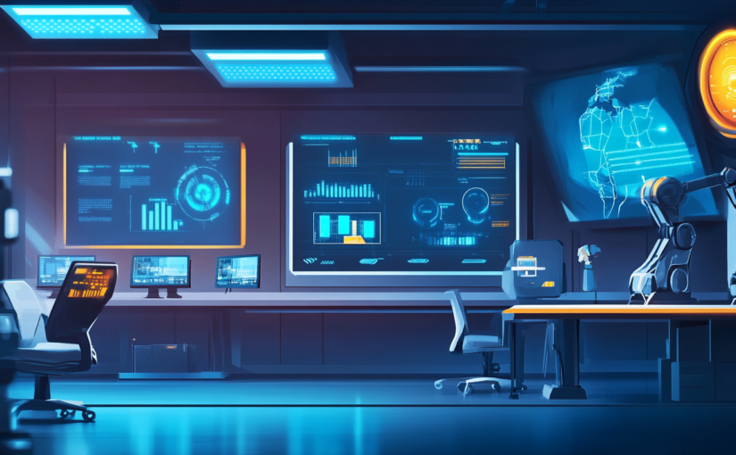 neovis A futuristic office scene showcasing five stages of AI d77cf837 81c1 4f5d 8665 c9f10a38c657