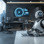 neovis A futuristic office setting where AI powered digital as 495c881c 2d99 41ed 9730 c944b767329b