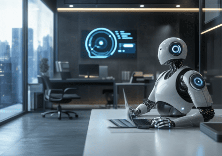neovis A futuristic office setting where AI powered digital as 495c881c 2d99 41ed 9730 c944b767329b