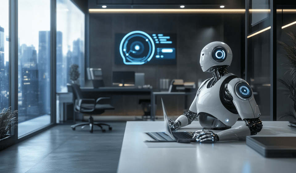neovis A futuristic office setting where AI powered digital as 495c881c 2d99 41ed 9730 c944b767329b