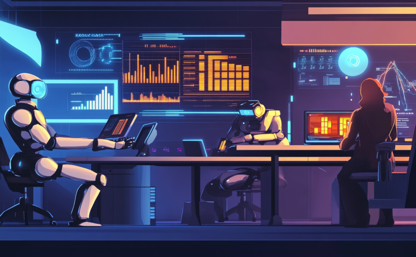 neovis futuristic office landscape AI robots collaborating wit a432f4f6 c02e 4e5e 94ae 1cddaa0d6e8d