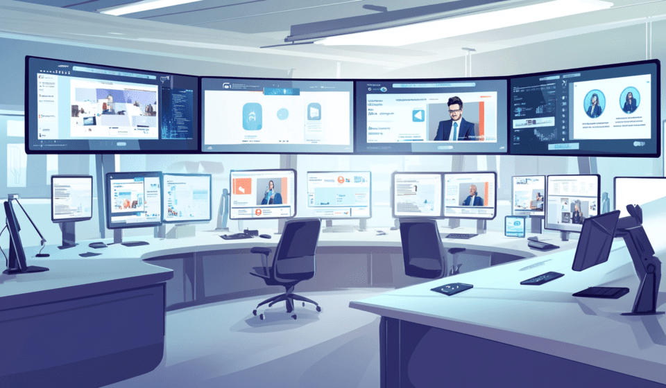 neovis futuristic office multiple screens displaying AI powere 03d63f03 8f16 47f8 afd8 14c267c0e36b