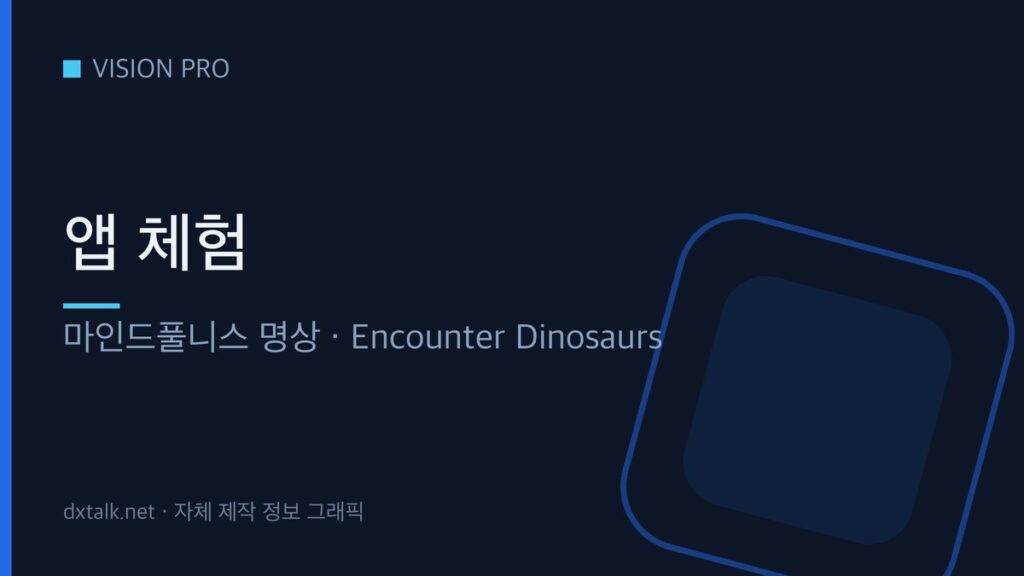 애플 비전 프로의 앱 체험 사례를 정리한 안내 그래픽