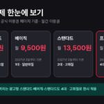 티빙 요금제 광고형 스탠다드·베이직·스탠다드·프리미엄의 월 요금과 2027년 2월 이후 기본 동시 시청·화질을 정리한 그래픽